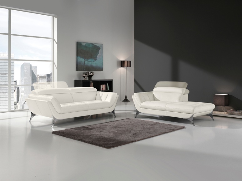 Egoitaliano Polstergarnitur »Sueli«, (Set), bestehend aus Sofa und Recamiere, Kopfteilverstellung, Bezug Leder