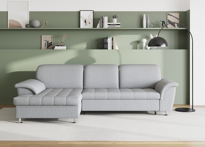 DOMO collection Ecksofa »Franzi«, wahlweise mit Bettfunktion, Bettkasten und Kopfteilverstellung, frei im Raum stellbar