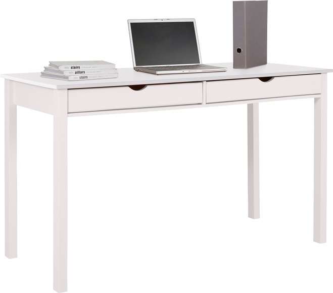 my home Schreibtisch »Gava«, aus massiven Kiefernholz, mit praktischen Griffmulden, in unterschiedlichen Farbvarianten, Breite 140 cm