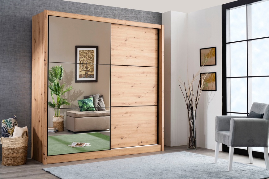 my home Schwebetürenschrank »Navara«, mit Spiegel und zusätzlichen Einlegeböden