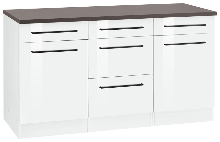 HELD MÖBEL Unterschrank »Tulsa«, 150 cm breit, 2 Türen, 3 Schubkästen, 2 grosse Auszüge für viel Stauraum, auch als Sideboard verwendbar, schwarzer Metallgriff, hochwertige MDF Front