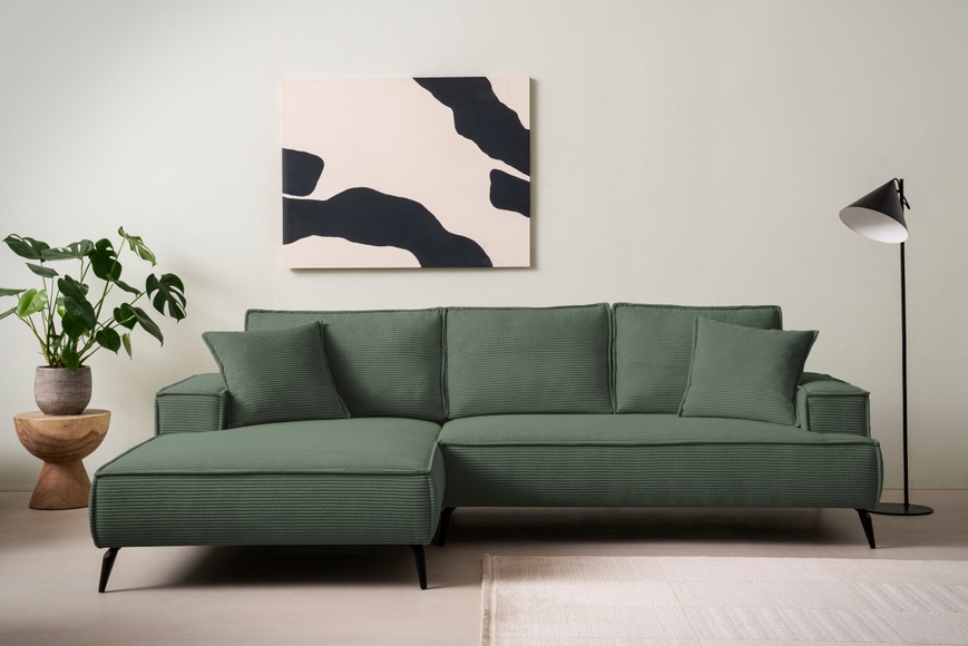 andas Ecksofa »TVINNU, L-Form in Cord, Sofa«, wahlweise Recamiere rechts/links, schwarze Füsse, bequemer Sitzkomfort