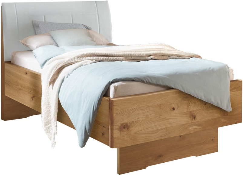 WIEMANN Holzbett »Cardiff, Bettgestell, Bettrahmen, teilmassiv, mit Polsterkopfteil« Belastbarkeit 110/220 Kg, 4-fache höhenverstellbar, MADE IN GERMANY, Fussteil aus Massivholz, verschiedene Grössen