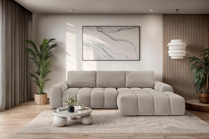 INOSIGN Ecksofa »AZITA klein optionale Schlafsofa mit Bettkasten, B/T/H: 270/166,5/84cm«, L-Form mit Wellenunterfederung, Bubble-Optik