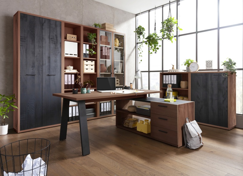 Composad Eckschreibtisch »Davinci, mit 3 Schubladen, 2 offenen Fächern,«, Masse (B/T/H): 171,5x144x75 cm, 100% recyceltes Holz, Made in Italy