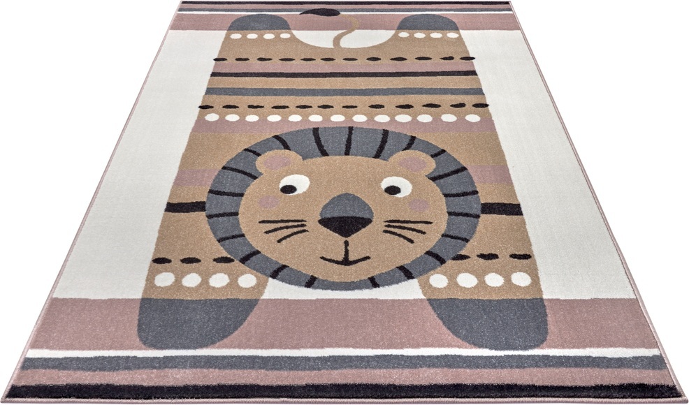 HANSE Home Teppich »Lion Lev«, rechteckig, 9 mm Höhe, Weicher Flor, Farbenfrohes Design, Kinderzimmer, Spielunterlage, Tiere, strapazierfähig, pflegeleicht