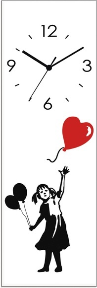 Artland Wanduhr »Glasuhr Silhouette Mädchen Ballon Herz«