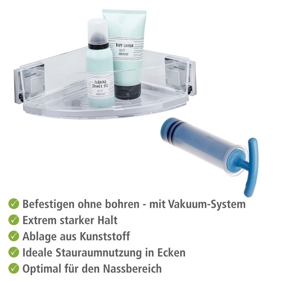 Wenko - Vacuum-Loc® Eckablage Quadro, Edelstahl, Befestigen ohne bohren