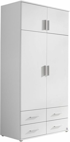 MID.YOU Drehtürenschrank in weiss , Kemi 92 CM Weiss , Kunststoff , 1 Fächer , 4 Schubladen , 92x194x53 cm , bedruckt,Nachbildung , 000380056821