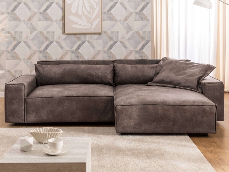 GOODproduct Ecksofa »KINLEE Design-Sofa mit Recamiere rechts/links, Masse B/T/H 251/144/70cm« L-Form mit Wellenunterfederung, ohne Bettfunktion, modern und beguem