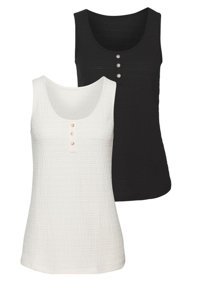 Vivance Shirttop, (Packung, 2 tlg.), aus bügelfreier Crêpe-Ware