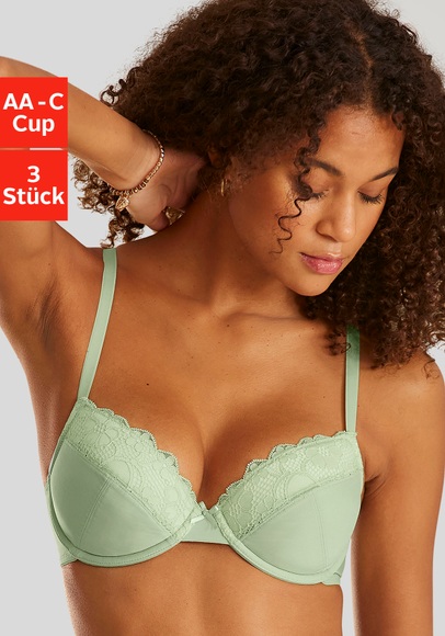 petite fleur Push-up-BH, (3 Stück), mit Bügel, Dessous
