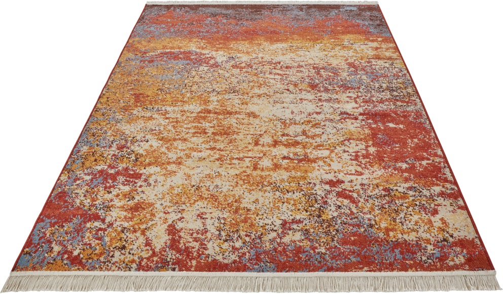 NOURISTAN Designteppich »Sahar«, rechteckig, 1 mm Höhe, Faltbarer Deko-Teppich, Orient Optik, Vintage Design, Fransen, Wohnzimmer, Schlafzimmer, Robust, Pflegeleicht