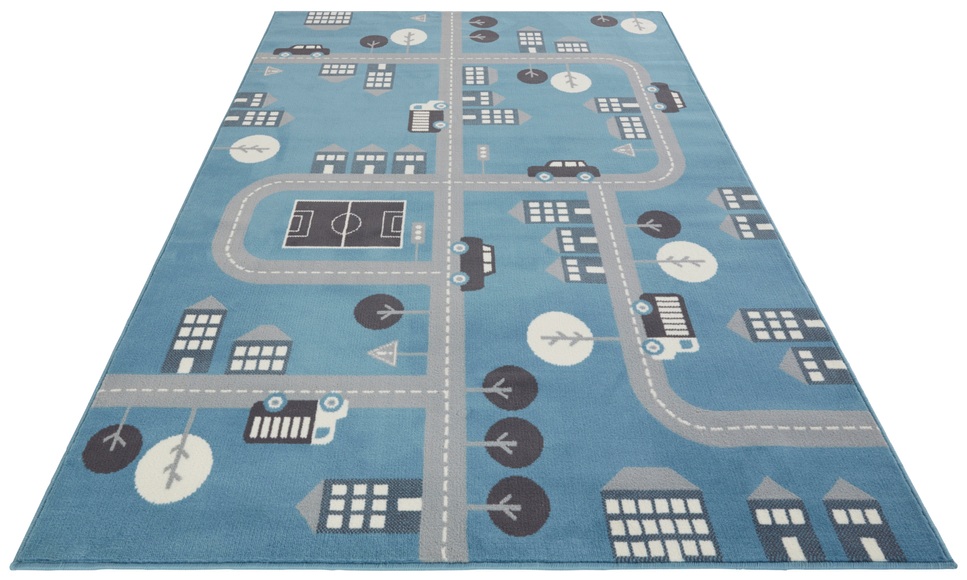 HANSE Home Teppich »Town«, rechteckig, 0,9 mm Höhe, Weicher Flor, Schaldämmende Spielunterlage, Kinderzimmer, Strassen Design, Kurzflor, Robust, pflegeleicht