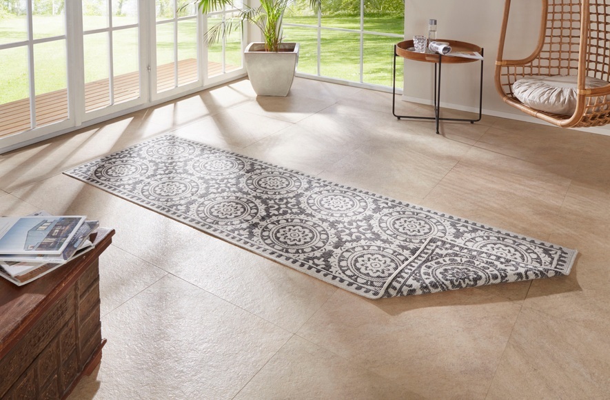 NORTHRUGS Läufer »Jardin«, rechteckig, 5 mm Höhe, In-und Outdoor geeignet, Wohnzimmer, Balkon, Terrasse, Garten, Robust, Pflegeleicht, Flachgewebe, Wendbar