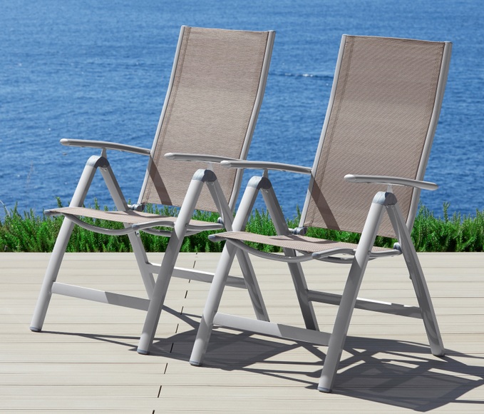 Gartenstuhl »Amalfi«, (2er Set), Alu/Textil, verstellbar