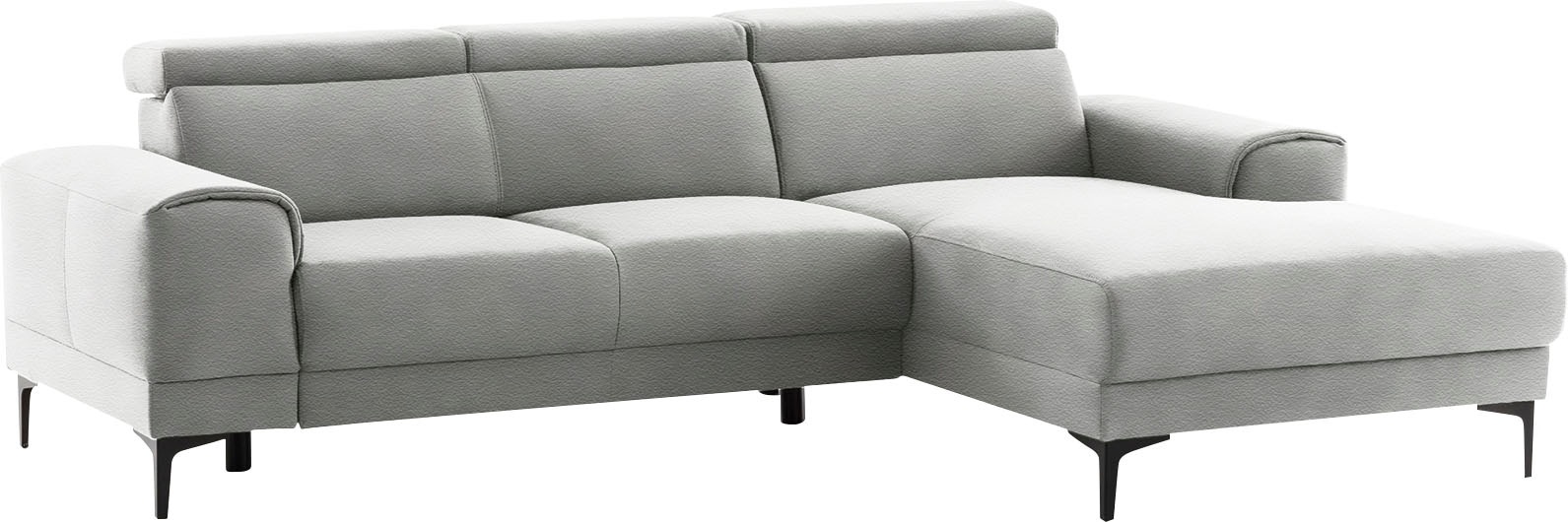 exxpo - sofa fashion Ecksofa, mit 3 Kopfstützen, wahlweise elektrischer Sitztiefenverstellung, frei im Raum stellbar