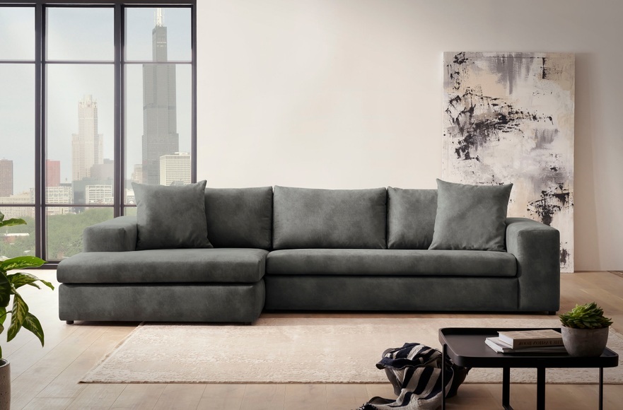 andas Ecksofa »SLEETLAND XXL in Samtvelours oder Vintage-Leder-Optik«, besonders gross und bequem