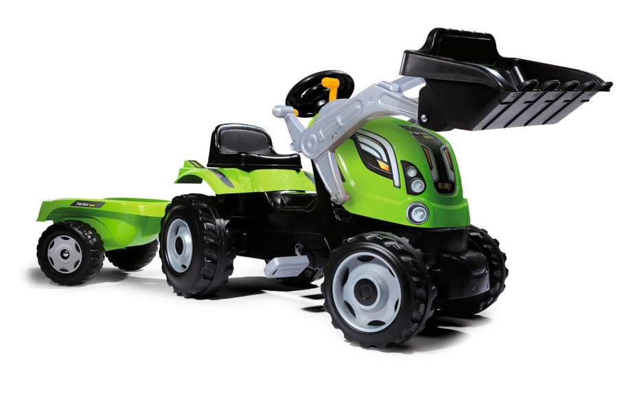 Smoby Traktor Farmer XL mit Frontschaufel und Anhänger - grün