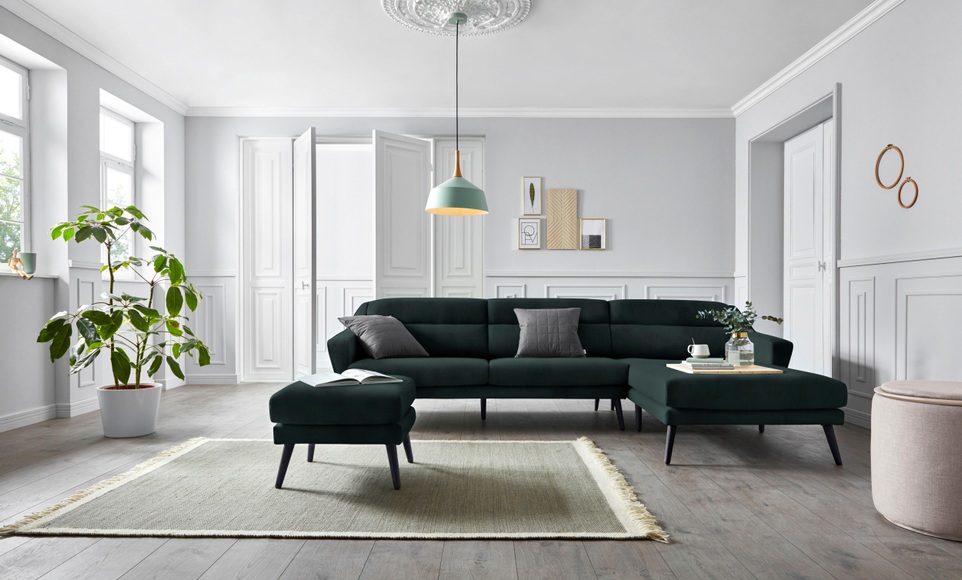 andas Ecksofa »Bille«, mit Naht im Rückenkissen und Beinen aus Eichenholz, Design by Morten Georgsen