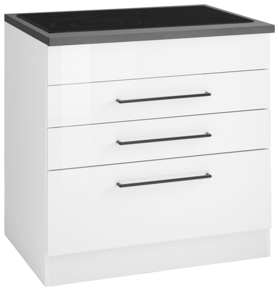 HELD MÖBEL Kochfeldumbauschrank »Tulsa«, 80 cm breit, 2 Schubladen, 1 grosser Auszug, schwarzer Metallgriff, hochwertige MDF Front, geeignet für autarkes Kochfeld
