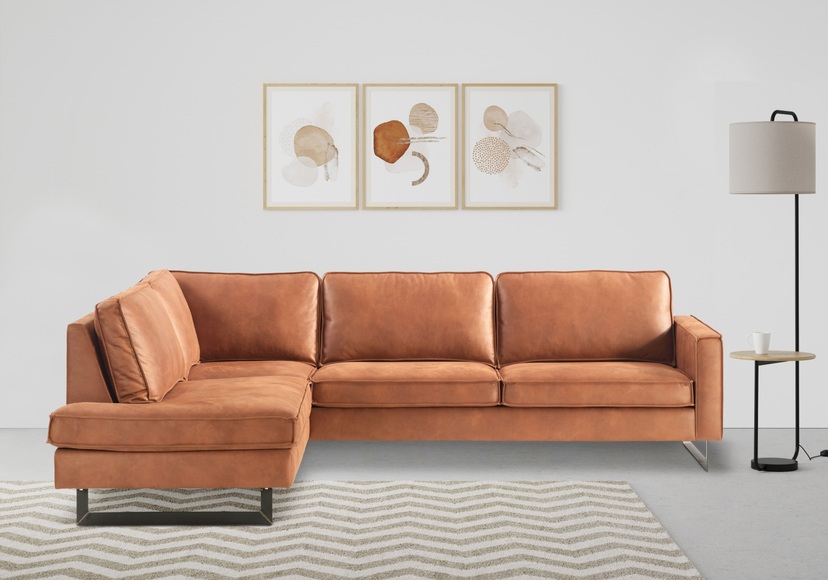 Places of Style Ecksofa »Pinto«, mit Keder und Metallfüssen
