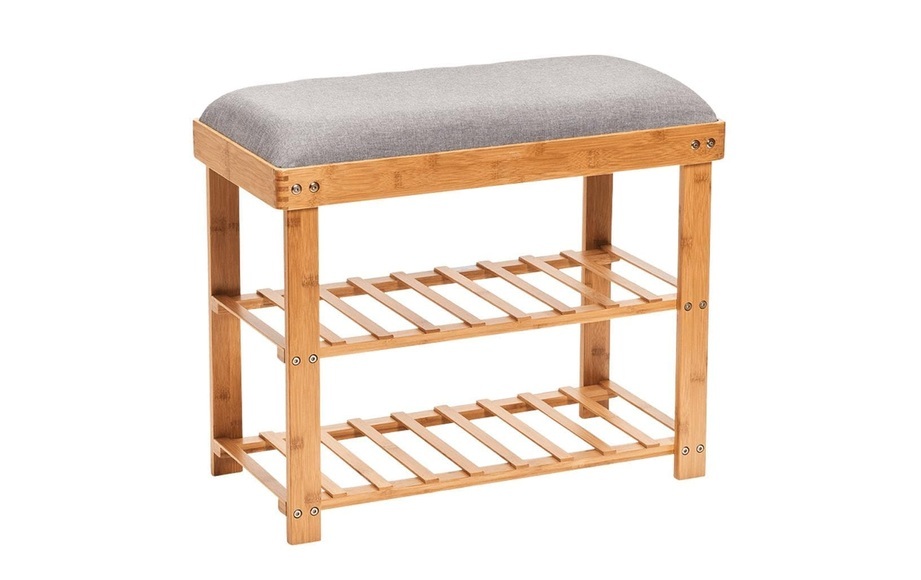 Zeller - Schuhbank 2 Bambus Polyester - 60 x 29 x 50 cm