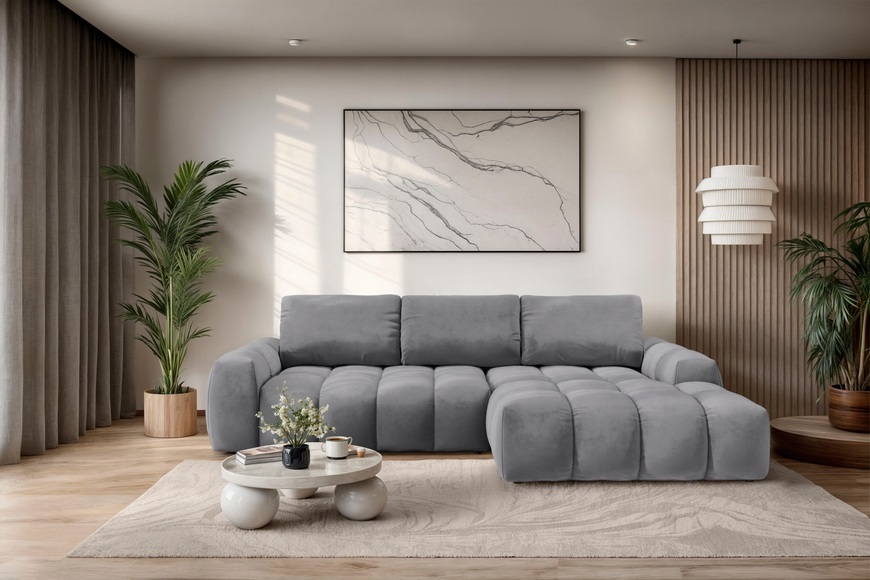 INOSIGN Ecksofa »AZITA klein optionale Schlafsofa mit Bettkasten, B/T/H: 270/166,5/84cm«, L-Form mit Wellenunterfederung, Bubble-Optik