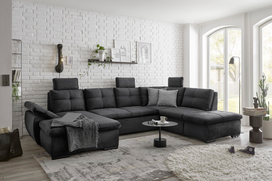 ED EXCITING DESIGN Wohnlandschaft »Alija U-Form«, frei im Raum stellbar, Schlaffunktion, Kopfstützen, Armteilverstellung