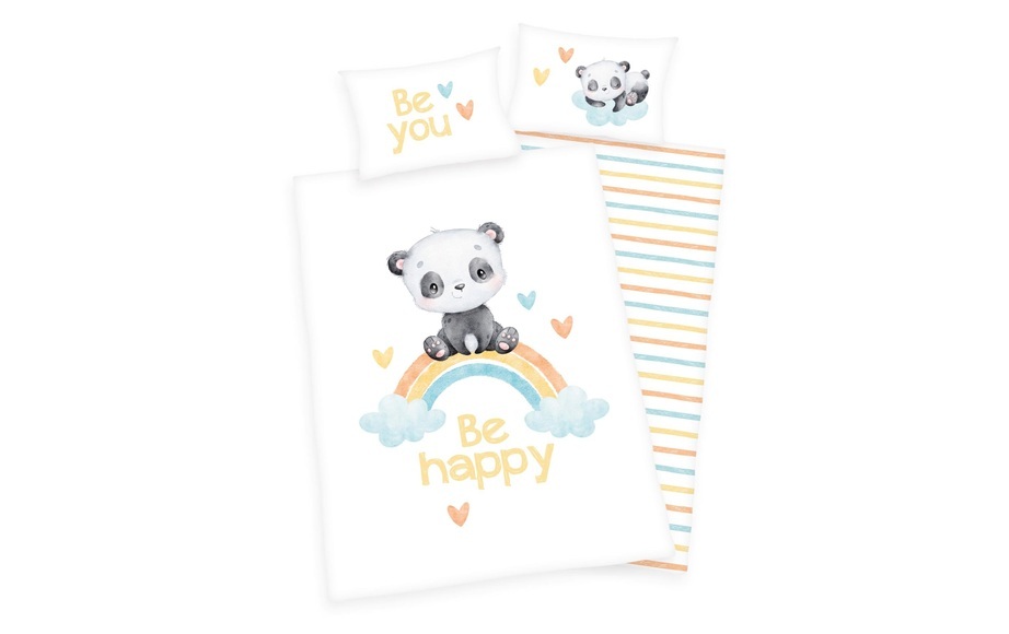 Herding Kinderbettwäsche Regenbogen Panda 100x135 cm + 40x60 cm
