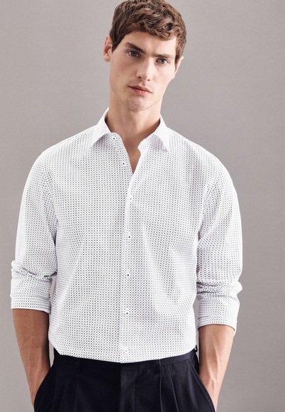 Business Hemd Slim Fit Langarm Druck Herren Dunkelblau 41