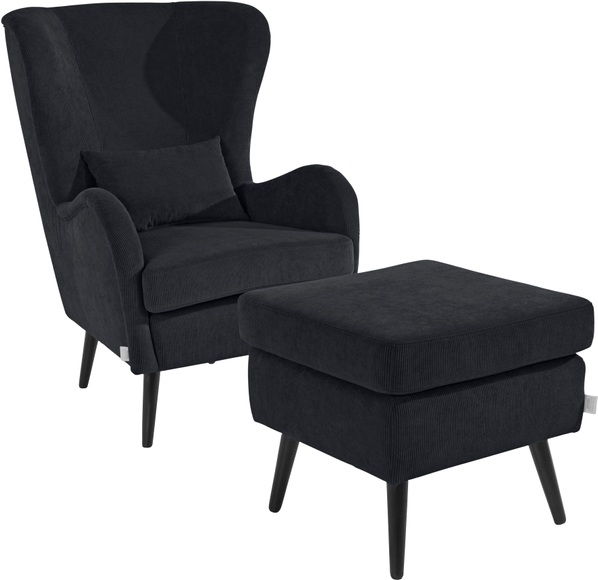 Guido Maria Kretschmer Home&Living Sessel »Salla«, wahlweise mit oder ohne Hocker, grosser Sessel: Masse B/T/H: 78/94/118 cm, Bezug auch in Luxus-Microfaser in Teddyfelloptik