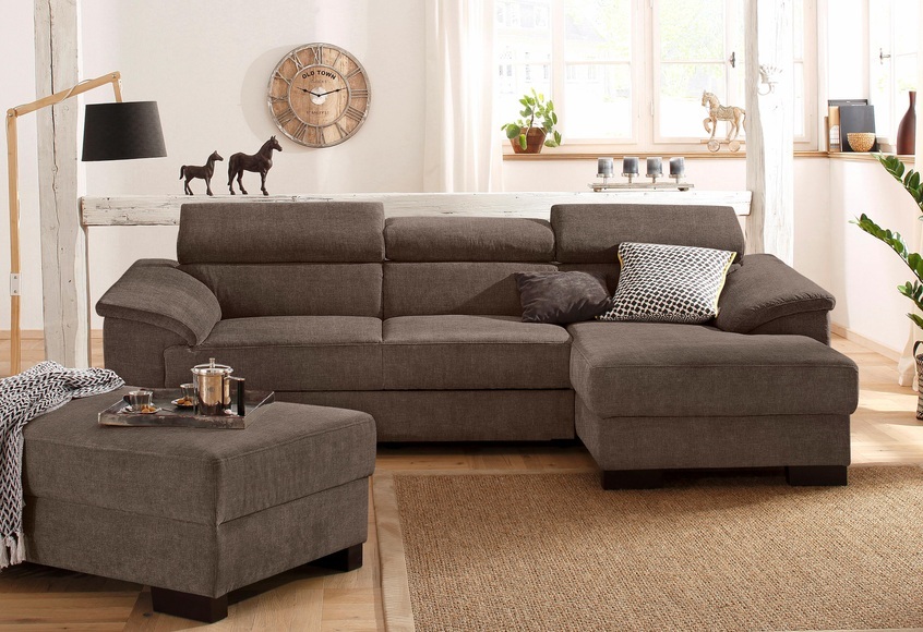 Home affaire Ecksofa »Mika«, mit verstellbaren Kopfstützen, wahlweise mit Bettfunktion