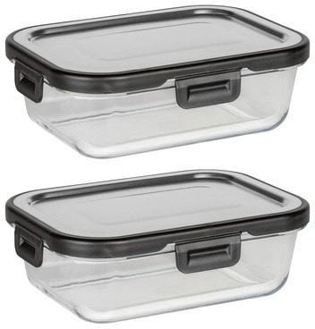 WENKO Frischhaltedose »Steel«, (Set, 2 tlg.), 0,6 L, Deckel aus rostfreiem Edelstahl und Glas