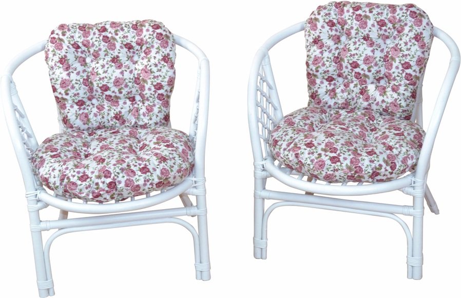 Home affaire Rattanstuhl »Rattansessel«, 2erSet aus handgeflochtenem Rattan mit Kissenauflage, im Röschendessin, Breite 66 cm