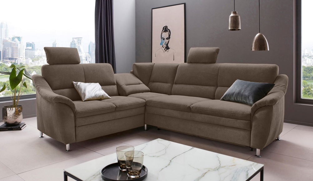 Places of Style Ecksofa »Cardoso«, Federkern, wahlweise mit Bett, Schubkasten, teilweise Relaxfunktion