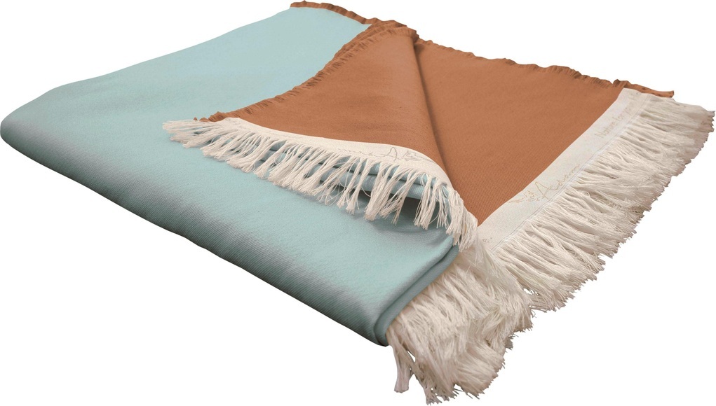 Adam Elements - ADAM - Tagesdecke Uni Collection, 145 x 200 cm, Hellbraun / Aqua