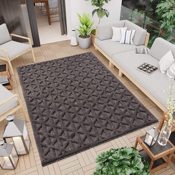 Carpet City Teppich »SANTORINI 58500«, rechteckig, 5 mm Höhe, 3D-Design: Flor erzeugt ein Hoch-Tief-Effekt, In- und Outdoor geeignet