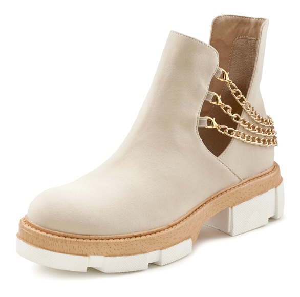 LASCANA Stiefelette, Boots mit modischem Ketten-Detail VEGAN