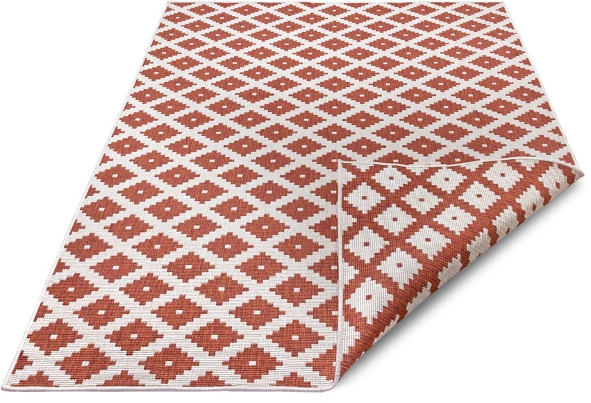 NORTHRUGS Teppich »Nizza«, rechteckig, 5 mm Höhe, In-und Outdoor geeignet, Wohnzimmer, Balkon, Terrasse, Garten, Robust, Pflegeleicht, Flachgewebe, Wendbar