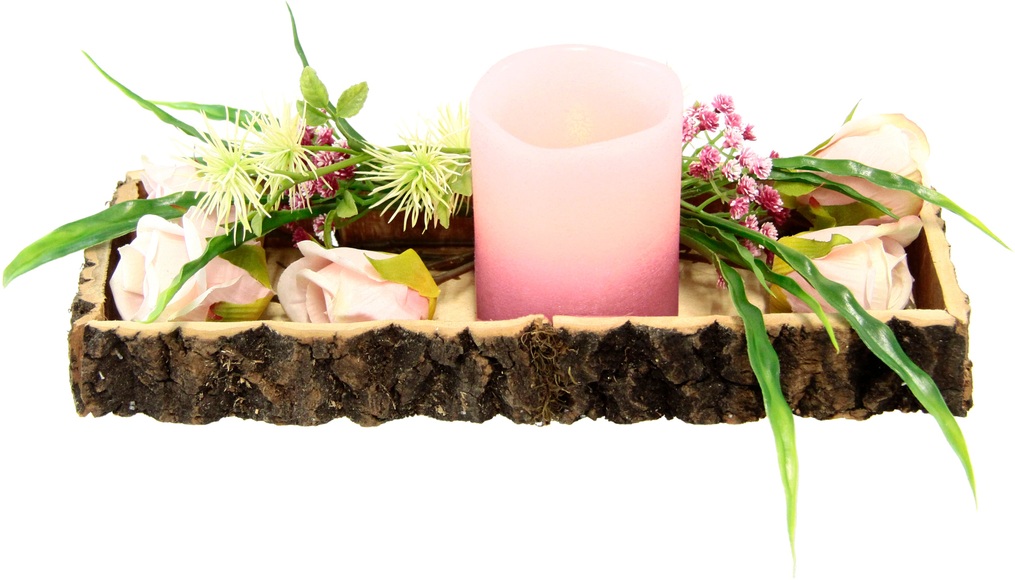 Home affaire Holztablett, Rose/LED-Kerze