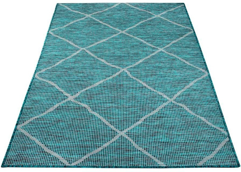 Carpet City Teppich »Palm«, rechteckig, 5 mm Höhe, Wetterfest & UV-beständig, für Balkon, Terrasse, Flur, Küche, flach gewebt