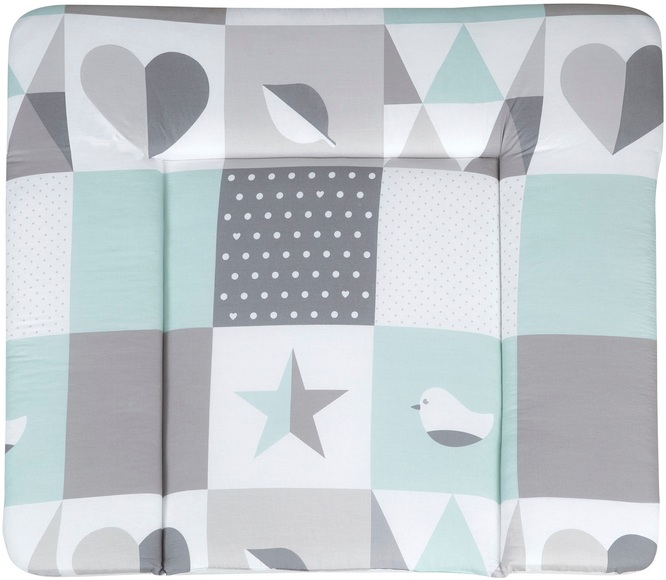 roba Wickelauflage soft Happy Patch mint 85 x 75 cm - grau