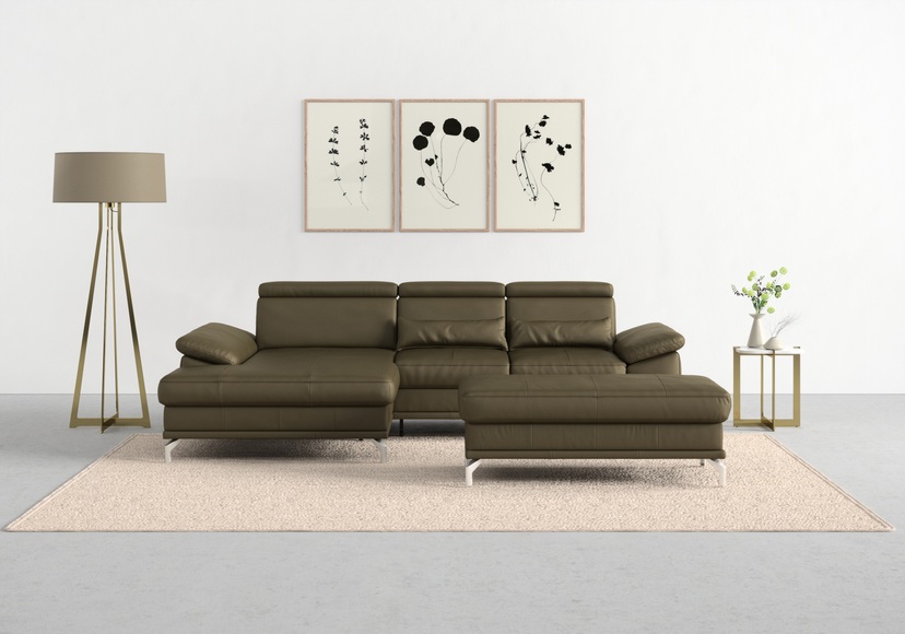 sit&more Ecksofa »Cabrio«, mit Sitztiefen- und Armteilverstellung sowie Federkern, 2 Nierenkissen