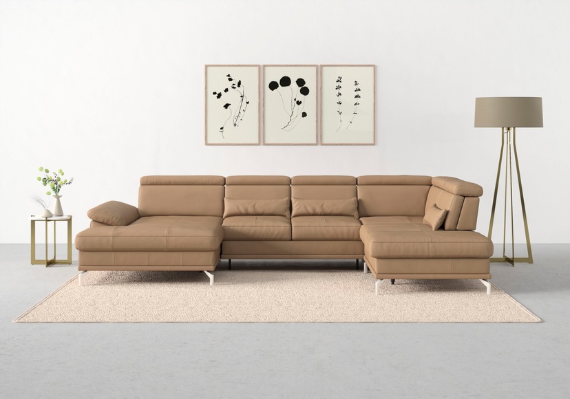 sit&more Wohnlandschaft »Cabrio«, Sitztiefenverstellung und Federkern, jeweils inklusive 3 Nierenkissen