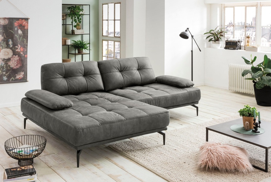 exxpo - sofa fashion Ecksofa, Inklusive Sitztiefenverstellung, Armlehnenverstellung, Metallfüsse