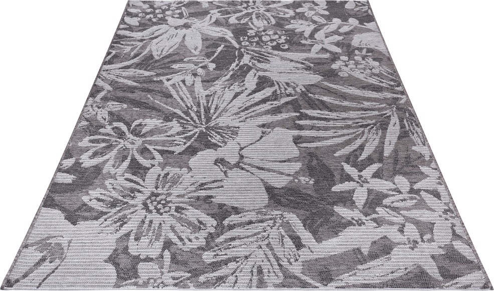 ELLE DECORATION Teppich »Lanao«, rechteckig, 4 mm Höhe, Flachgewebe In und Outdoor Teppich, Florales Design, Balkon, Terrasse, Garten, Wohnzimmer, Strapazierfähig, Pflegeleicht