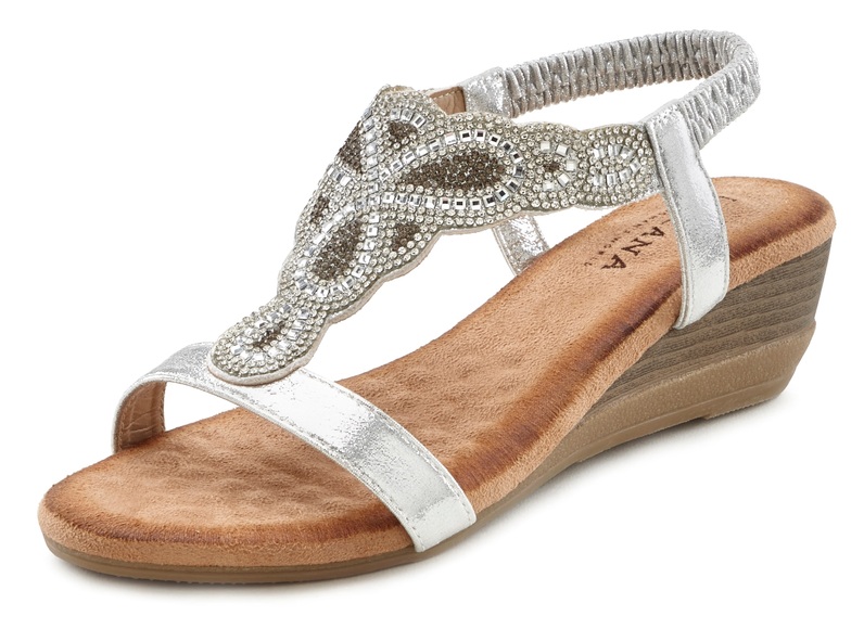 LASCANA Keilsandalette, mit Glitzer-Steinchen