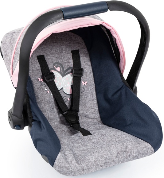 Bayer Puppen Autositz »Puppen-Autositz mit Dach, blau/grau/rosa«, blau/grau/rosa