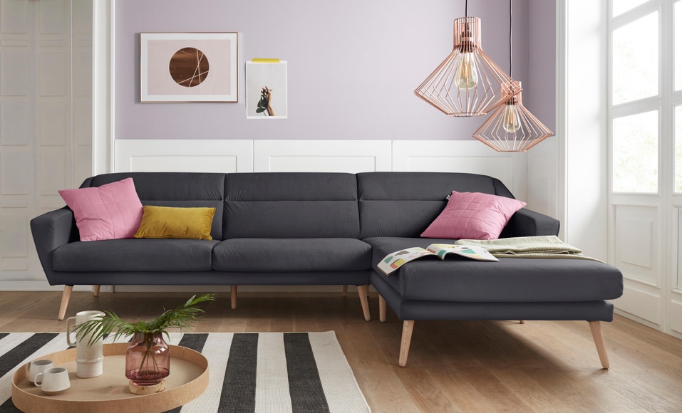 andas Ecksofa »Bille«, mit Naht im Rückenkissen und Beinen aus Eichenholz, Design by Morten Georgsen